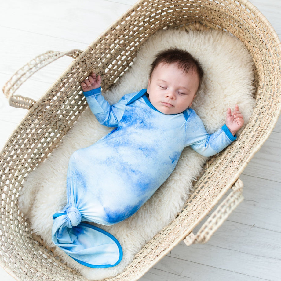 Little Sleepies top Blue Rainbows Knotted Gown